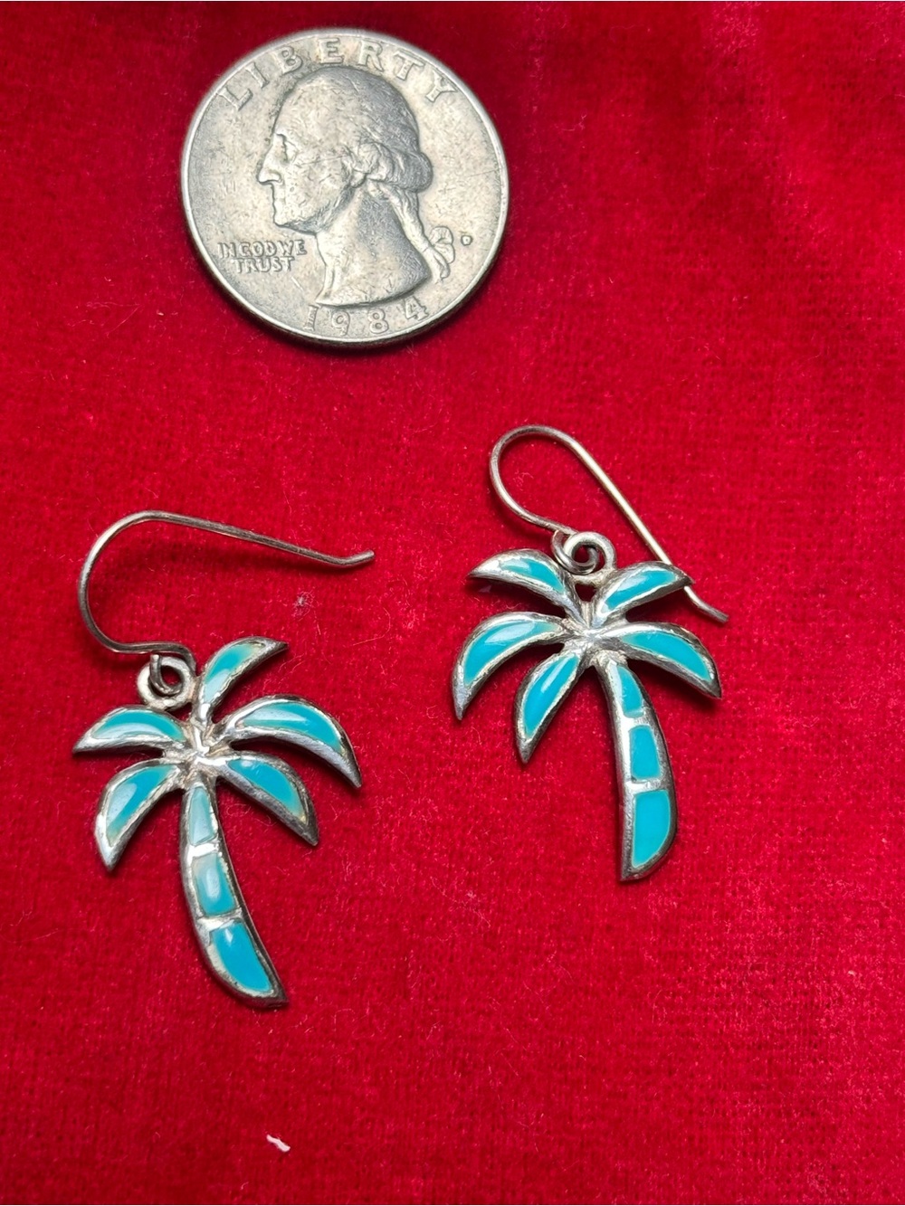 Turquoise Palm Tree Drop Earrings - Women Jewelry
